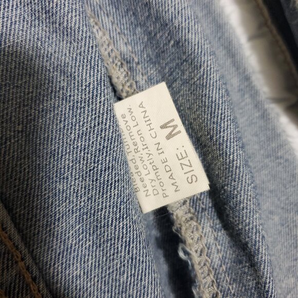 Women Denim Jeans Jacket Coat sleeveless trench size M blue 90's - Picture 9 of 11